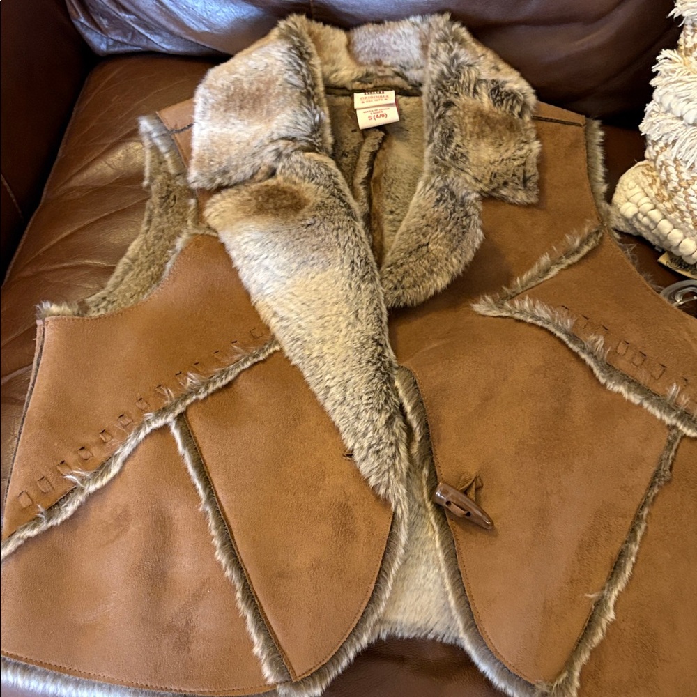 Faded Glory Brown Faux Fur Vest